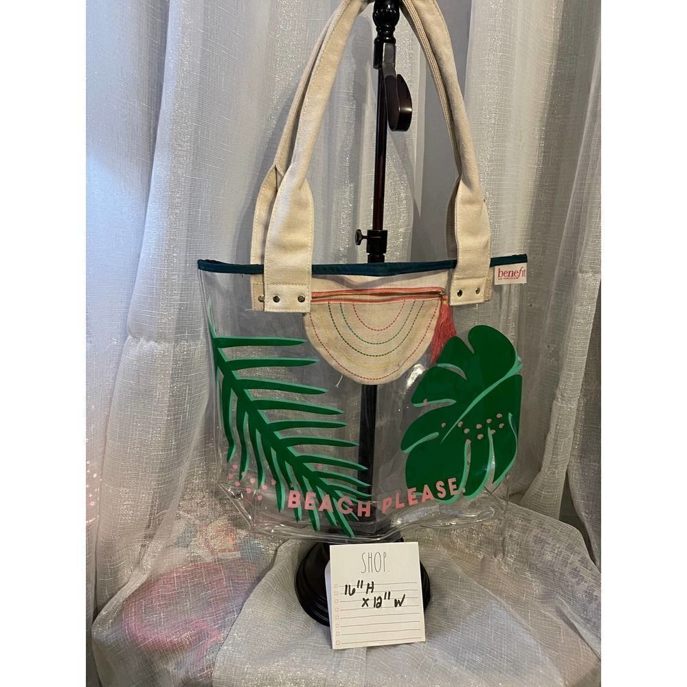 Benefit hoola clear pvf fern tropical beach please tote bag - Picture 2 of 5